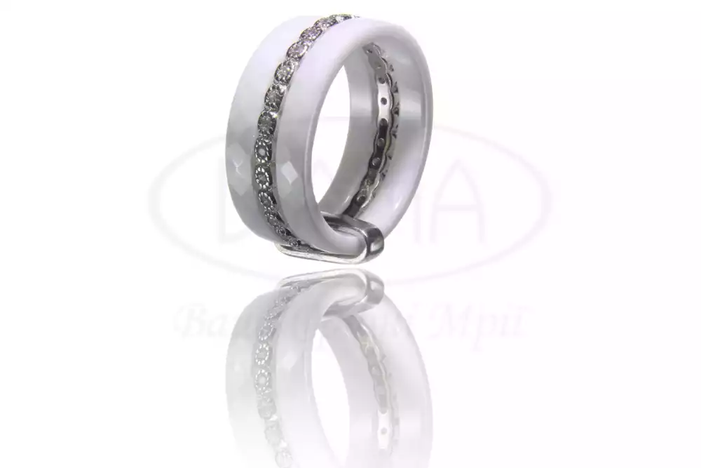 Керамічна каблучка зі сріблом фото 1