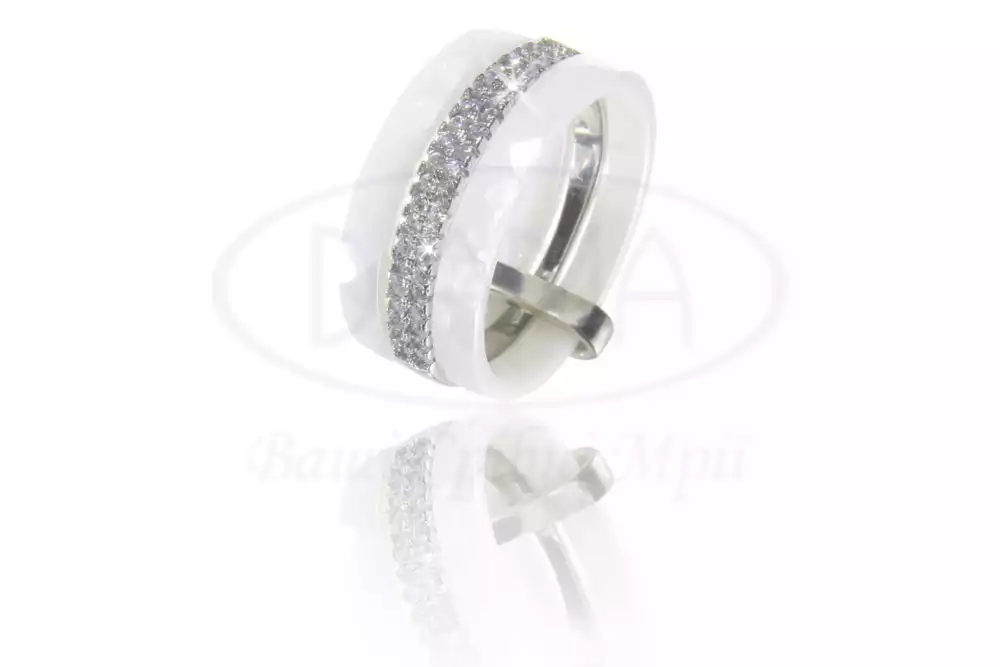 Керамічна каблучка зі сріблом фото 1