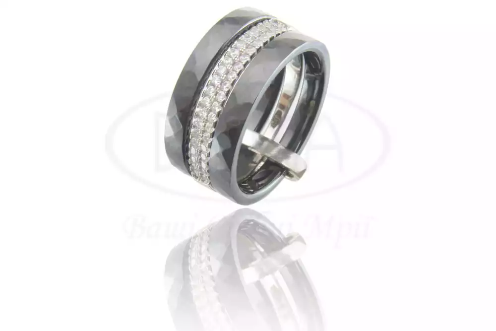 Керамічна каблучка зі сріблом фото 1