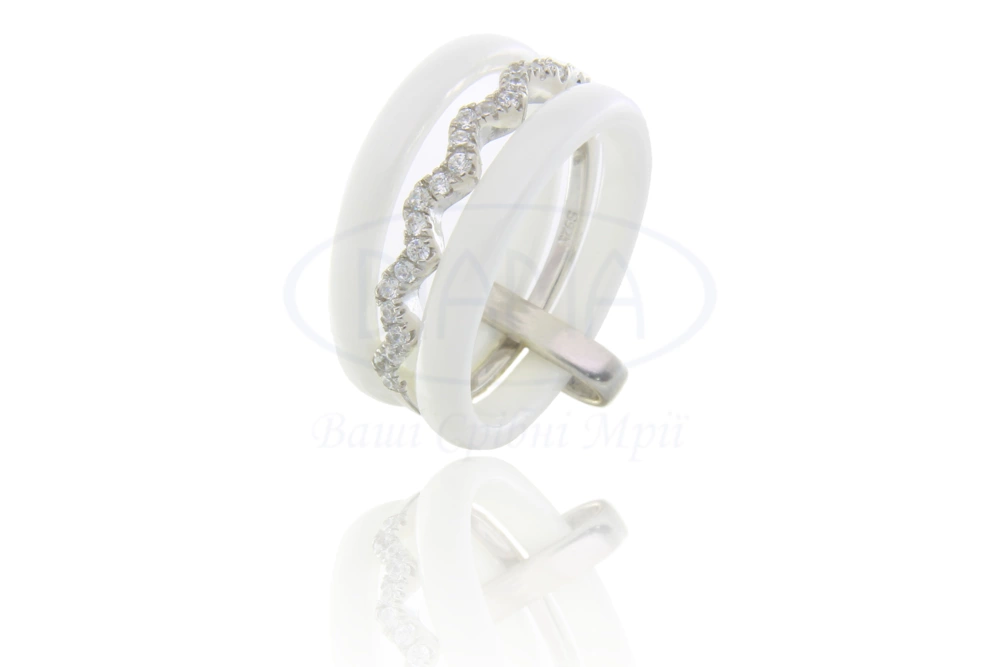 Керамічна каблучка зі сріблом фото 1