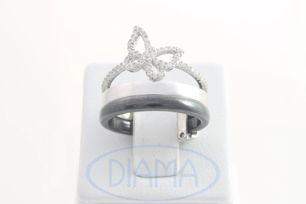 Каблучка срібна з ювелірною керамікою фото 1