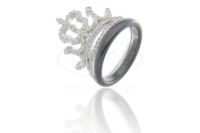 Каблучка керамічна з срібною короною