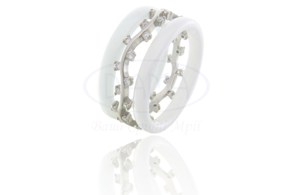 Срібна каблучка з керамікою фото 1