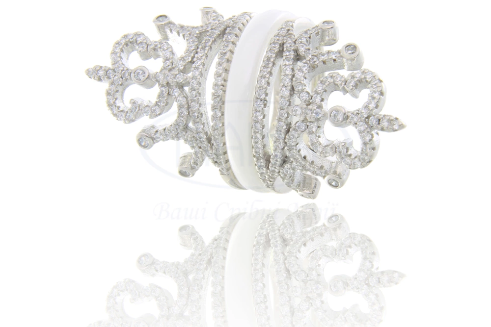 Керамічна каблучка з подвійною короною фото 1