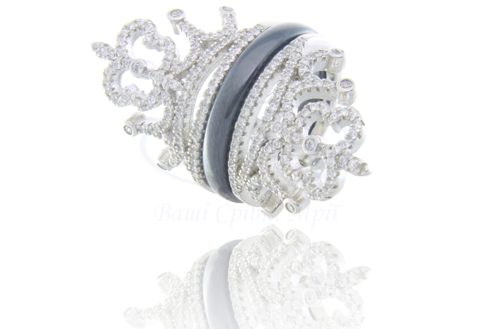 Керамічна каблучка з подвійною короною фото 1