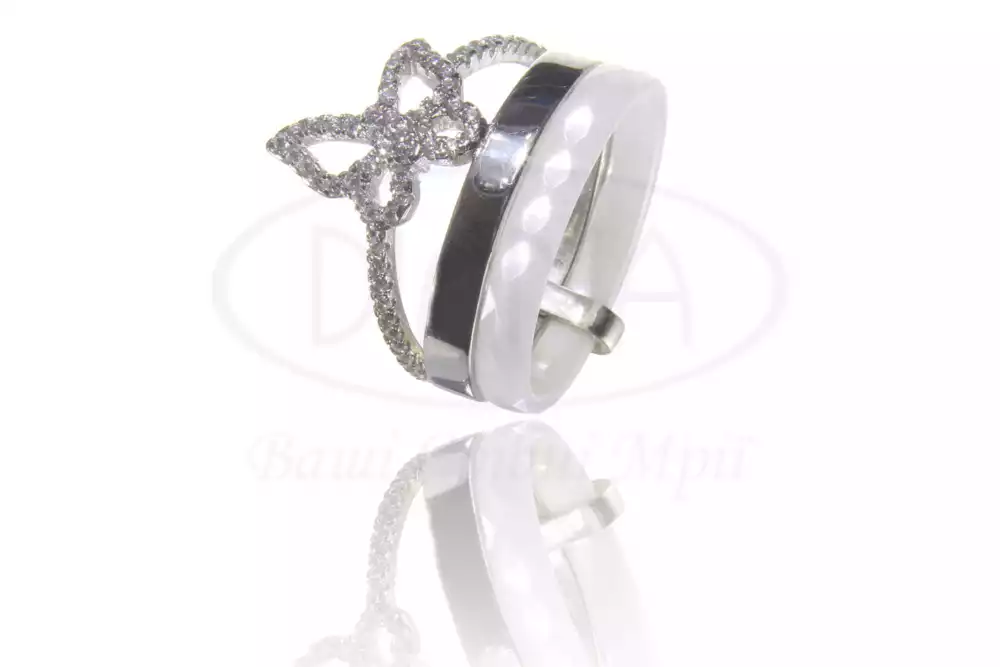 Каблучка срібна з Керамікою та Цирконом фото 1