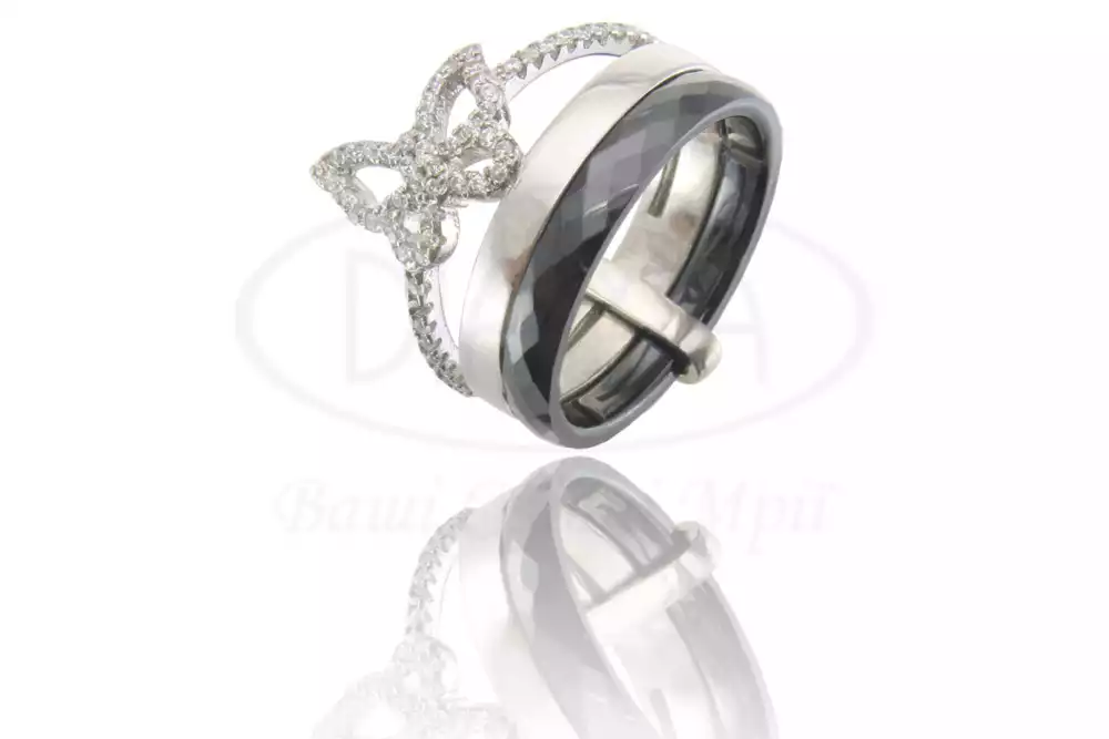 Каблучка срібна з Керамікою та Цирконом фото 1