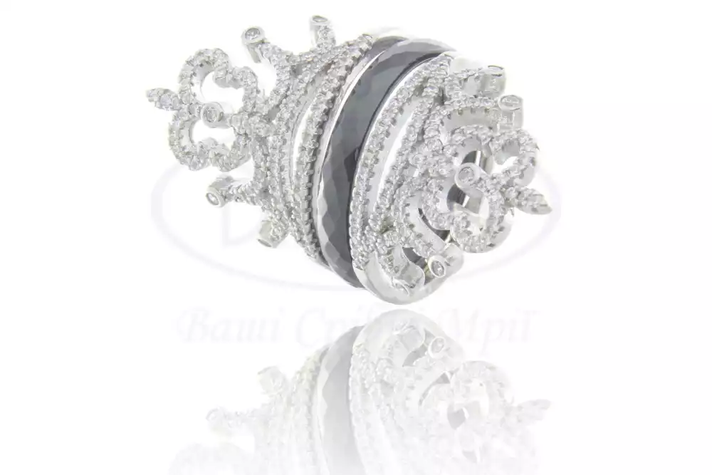 Каблучка срібна з Керамікою та Цирконом фото 1