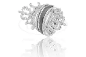 Каблучка срібна з Керамікою та Цирконом