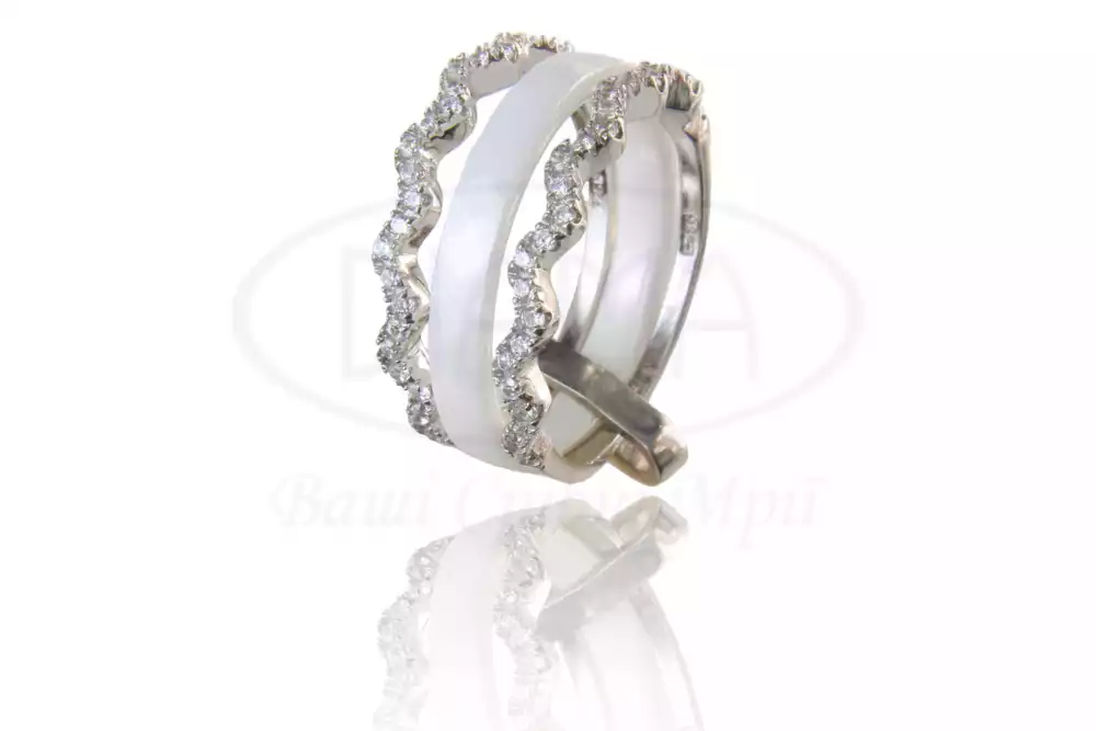 Каблучка срібна з Керамікою та Цирконом фото 1