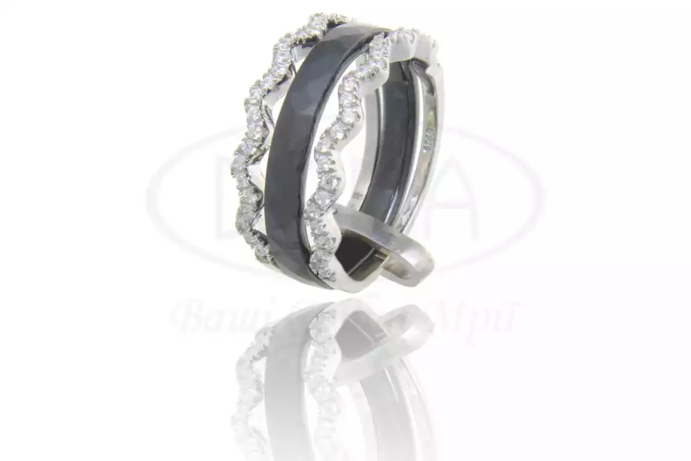 Каблучка срібна з Керамікою та Цирконом фото 1