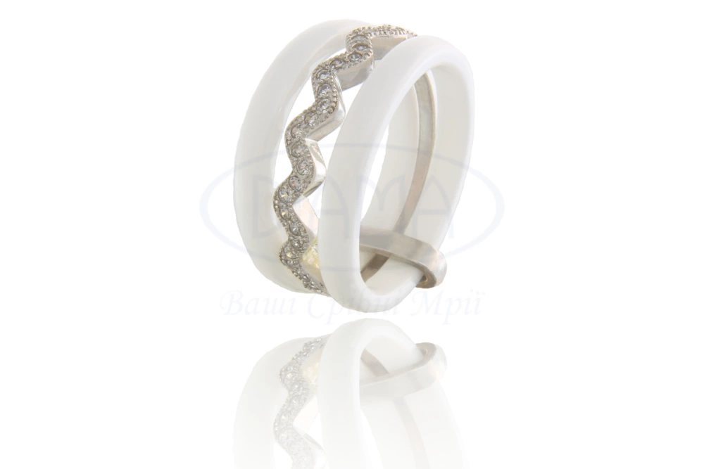 Срібна каблучка з керамікою фото 1