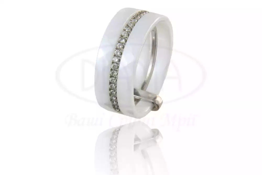 Керамічна каблучка зі сріблом фото 1