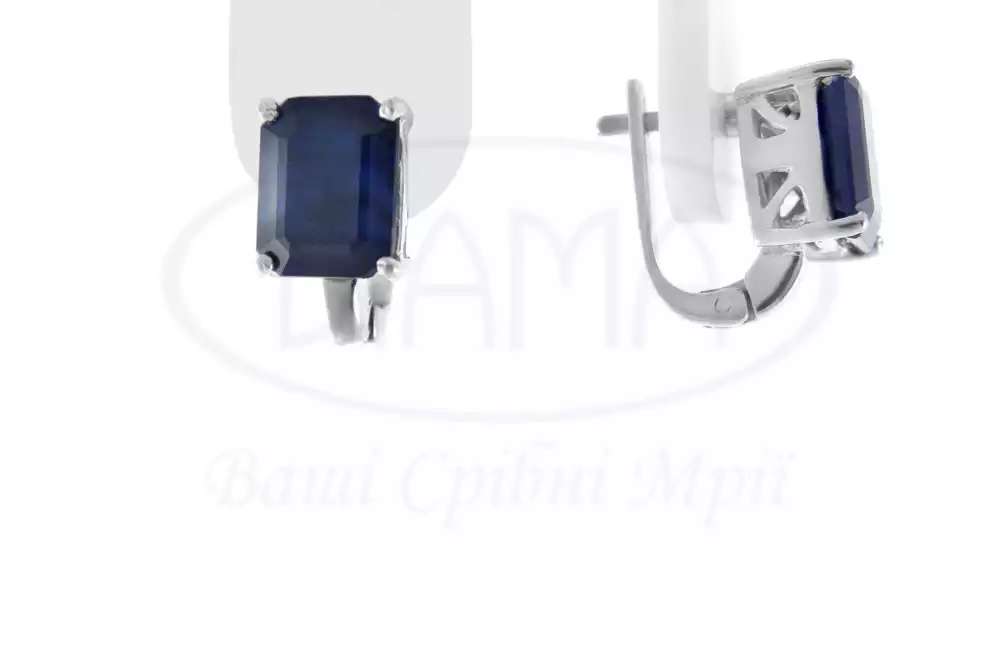 Срібні сережки з Сапфіром фото 1