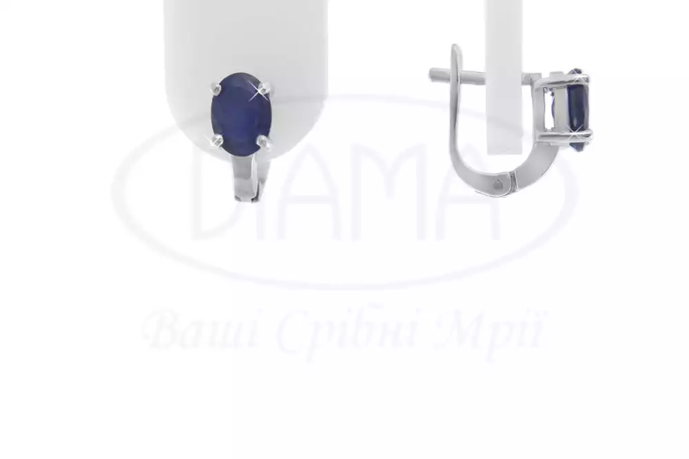Срібні сережки з Сапфіром фото 1