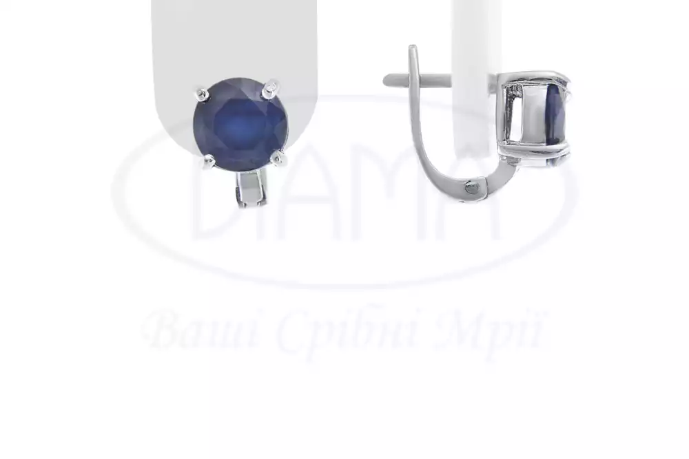 Срібні сережки з Сапфіром фото 1