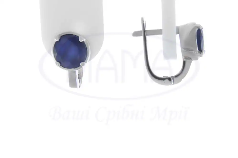 Срібні сережки з Сапфіром фото 1