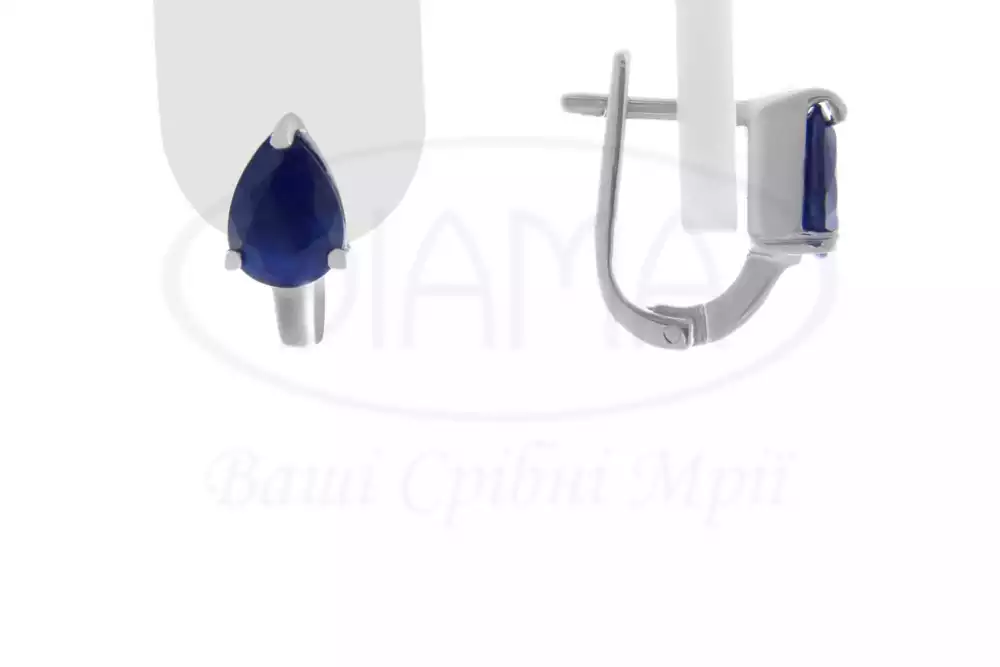 Срібні сережки з Сапфіром фото 1