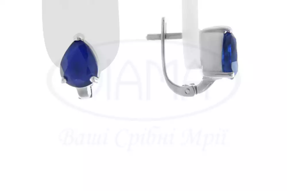 Срібні сережки з Сапфіром фото 1