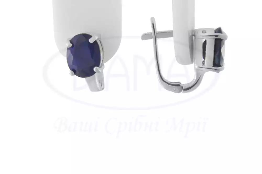Срібні сережки з Сапфіром фото 1