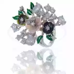 Срібна каблучка з Перламутром та Цирконом