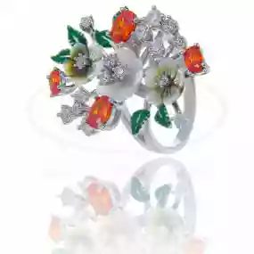 Срібна каблучка з Перламутром та Цирконом