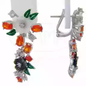 Срібні сережки з Перламутром та Цирконом