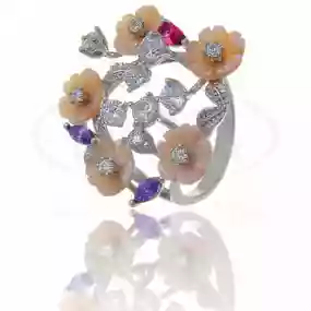 Каблучка срібна з Перламутром та Цирконом