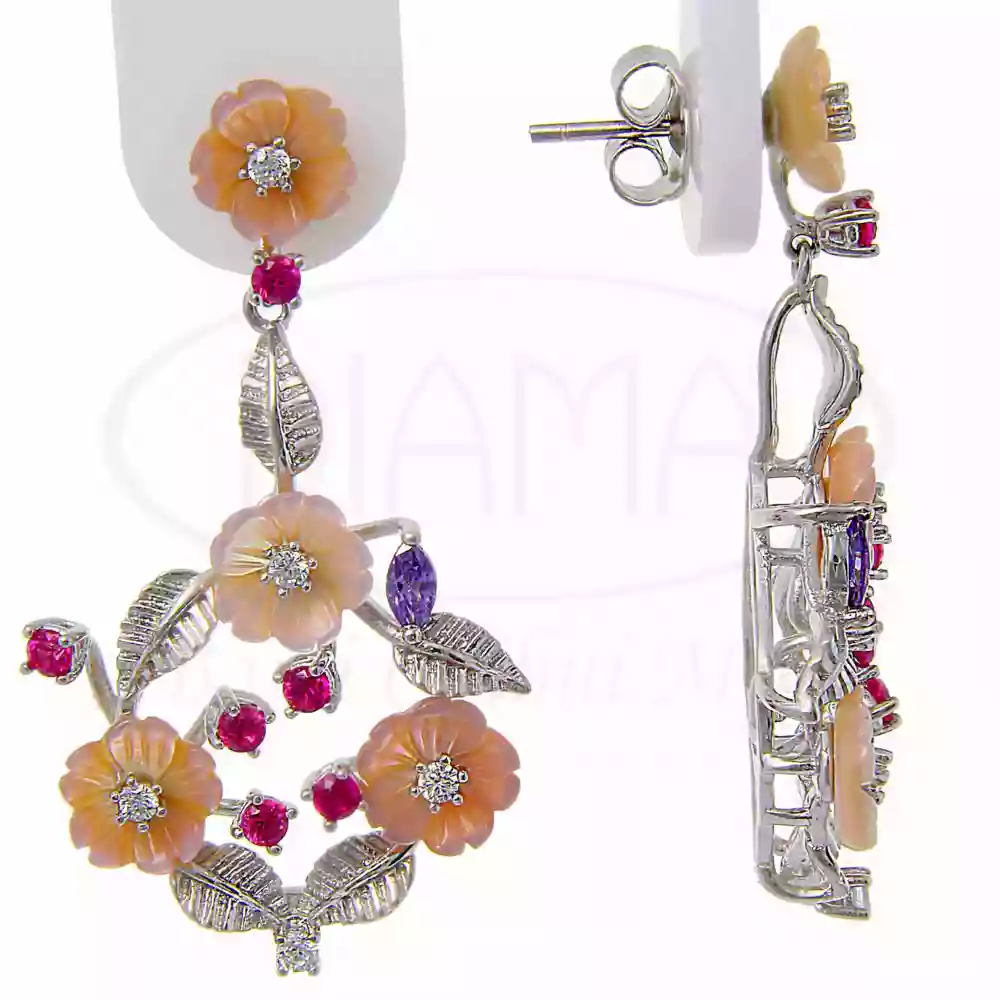 Сережки срібні з Пепламутром та Цирконом фото 1