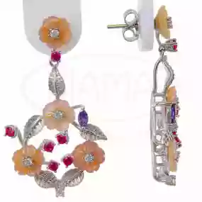 Сережки срібні з Пепламутром та Цирконом