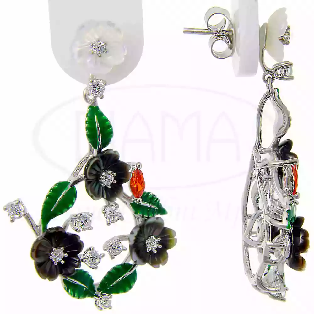 Сережки срібні з Перламутром та Цирконом фото 1