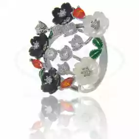 Каблучка срібна з Перламутром та Цирконом