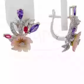 Сережки срібні з Перламутром та Цирконом