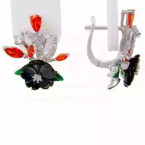 Сережки срібні з Перламутром та Цирконом