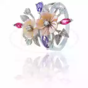 Каблучка срібна з Перламутром та Цирконом