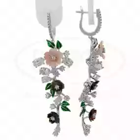 Сережки срібні з Перламутром та Цирконом