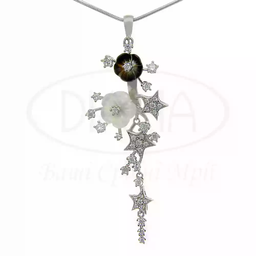 Підвіска срібна з Перламутром та Цирконом фото 1