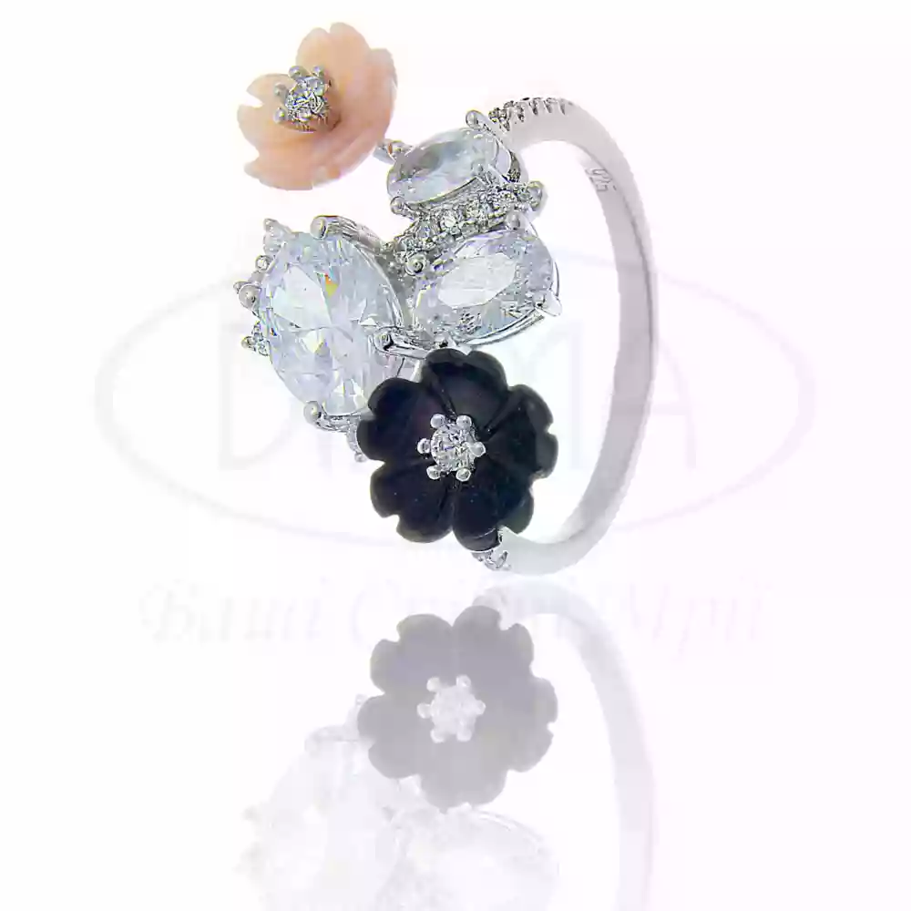 Каблучка срібна з Перламутром та Цирконом фото 1