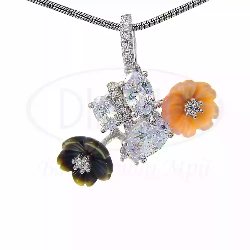 Підвіска срібна з Перламутром та Цирконом фото 1