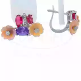 Сережки срібні з Перламутром та Цирконом