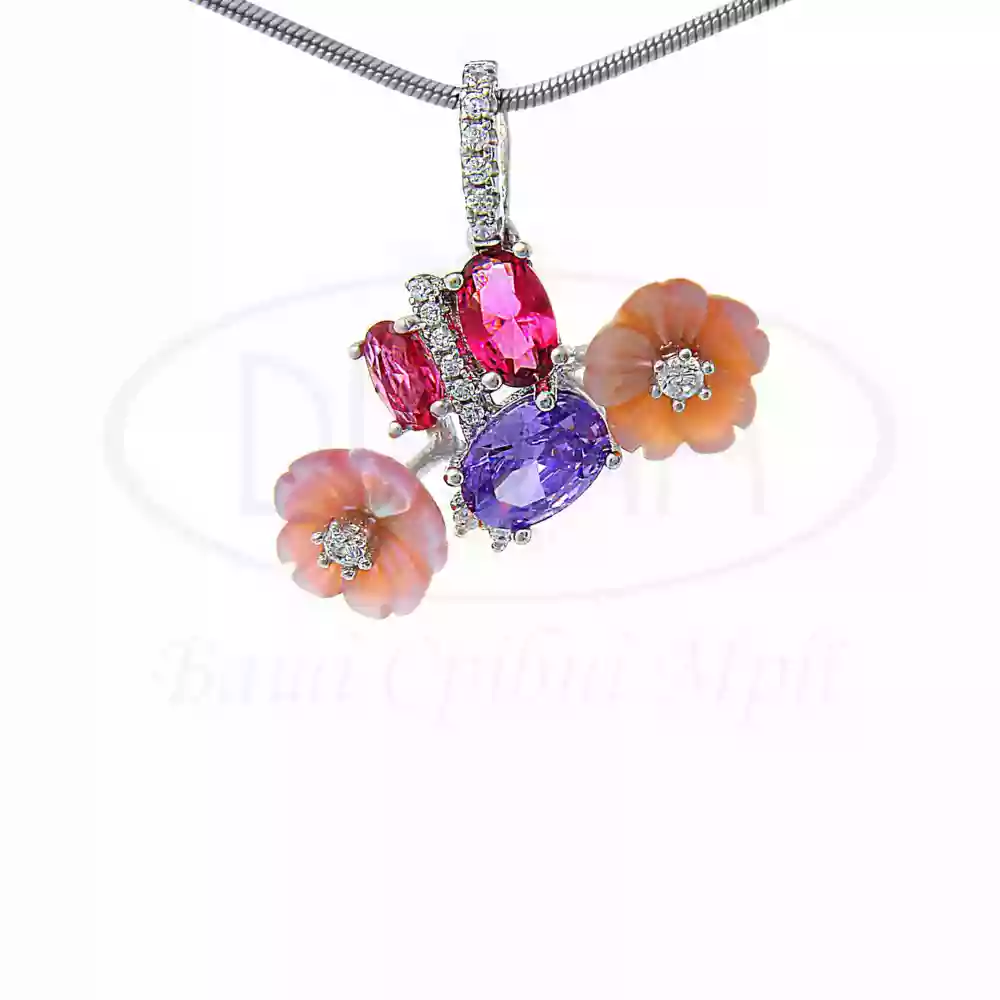 Підвіска срібна з Перламутром та Цирконом фото 1