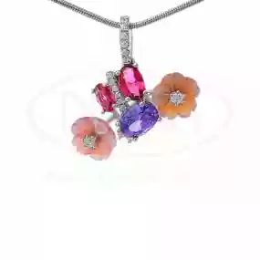 Підвіска срібна з Перламутром та Цирконом