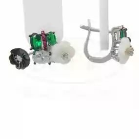 Сережки срібні з Перламутром та Цирконом