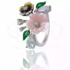 Каблучка срібна з Перламутром та Цирконом