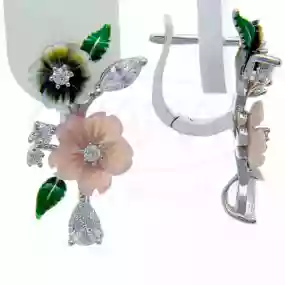 Сережки срібні з Перламутром та Цирконом