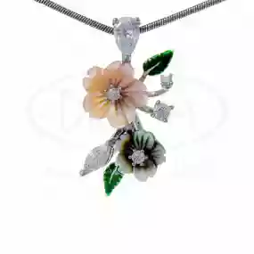 Підвіска срібна з Перламутром та Цирконом