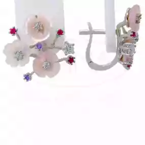 Сережки срібні з Перламутром та Цирконом