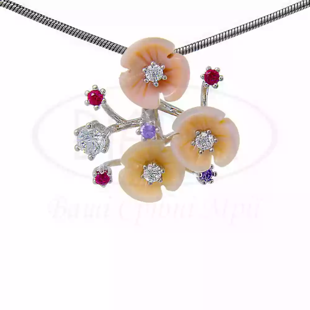 Підвіска срібна з Перламутром та Цирконом фото 1