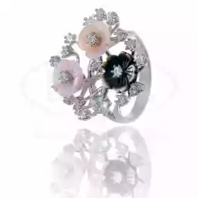 Каблучка срібна з Перламутром та Цирконом