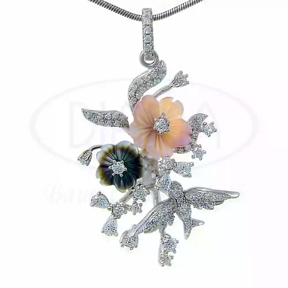 Підвіска срібна з Перламутром та Цирконом фото 1